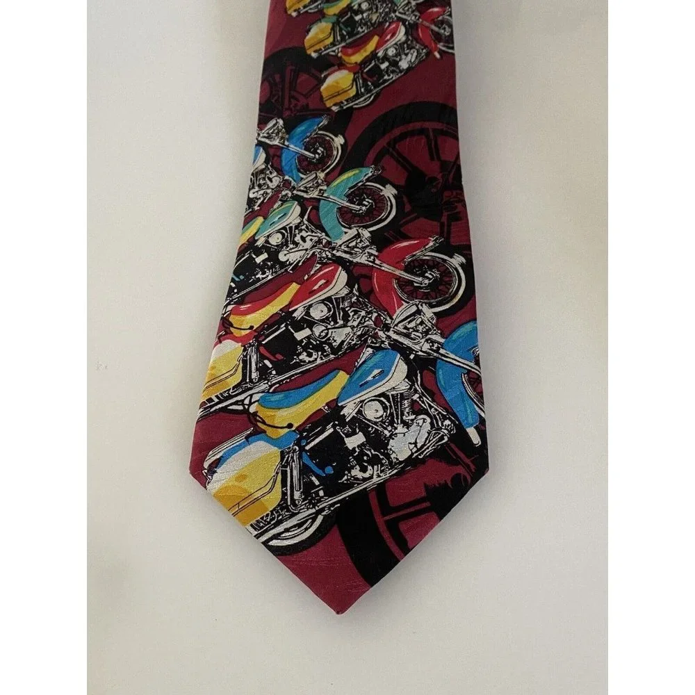 Harley Line Up 1993 Harley Davidson Ralph Martin 100% Silk‎ Neck Tie Vintage 4